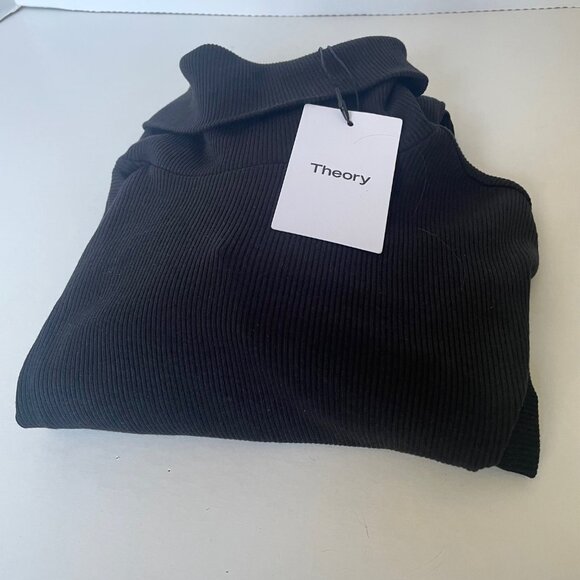 Theory Naneik Black Ribbed Turtleneck Sweater Large NWT Stretch Designer Knit - Picture 8 of 9